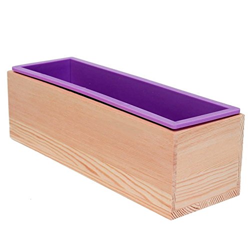 Moule pour savon en silicone rectangulaire et boîte en bois